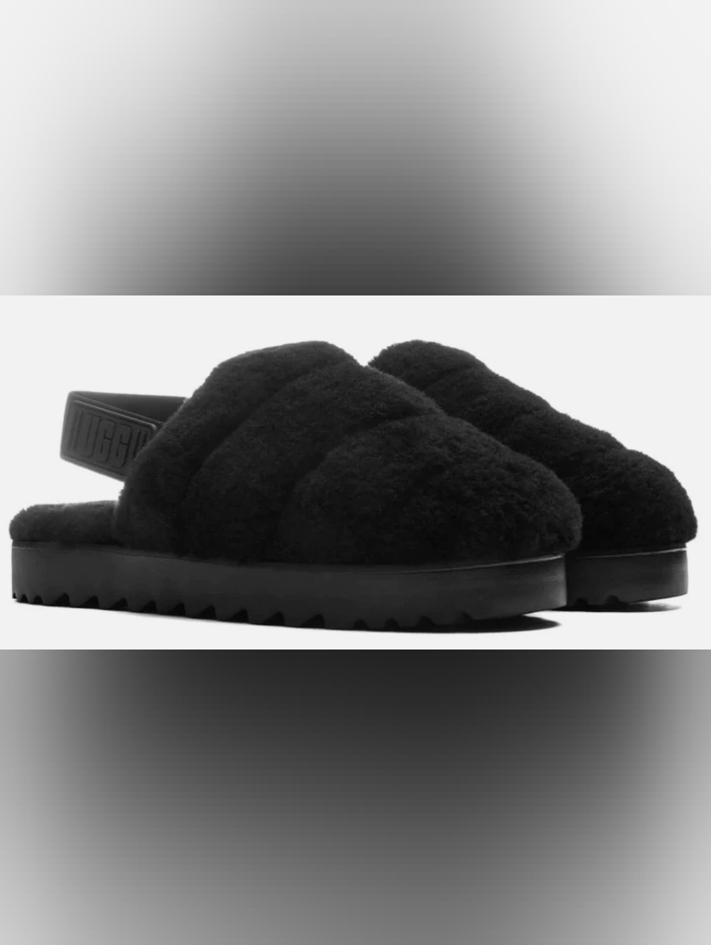 UGG Super Fluff Wmn's Black Slippers Size 8 Like New MSRP $120